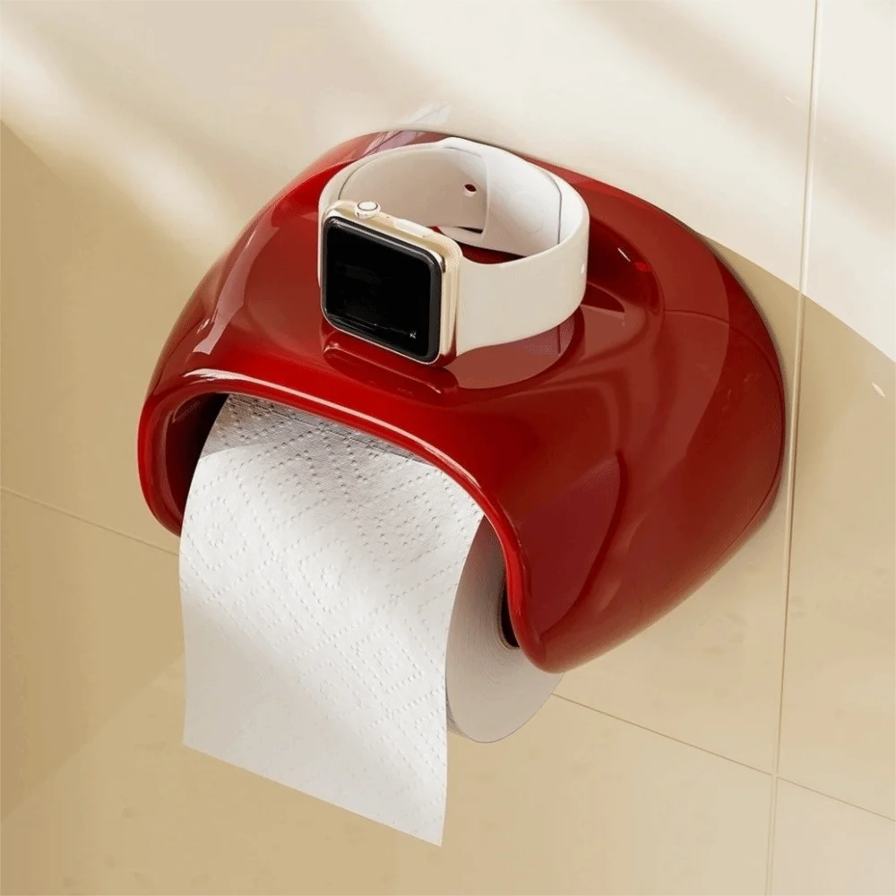 Wall Mounted Toilet Paper Holder No Drill Waterproof Storage Box