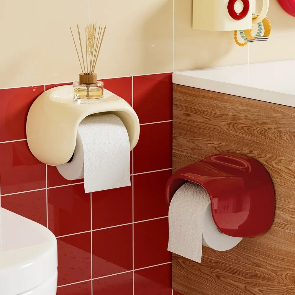 Wall Mounted Toilet Paper Holder No Drill Waterproof Storage Box