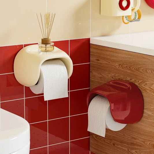 Wall Mounted Toilet Paper Holder No Drill Waterproof Storage Box