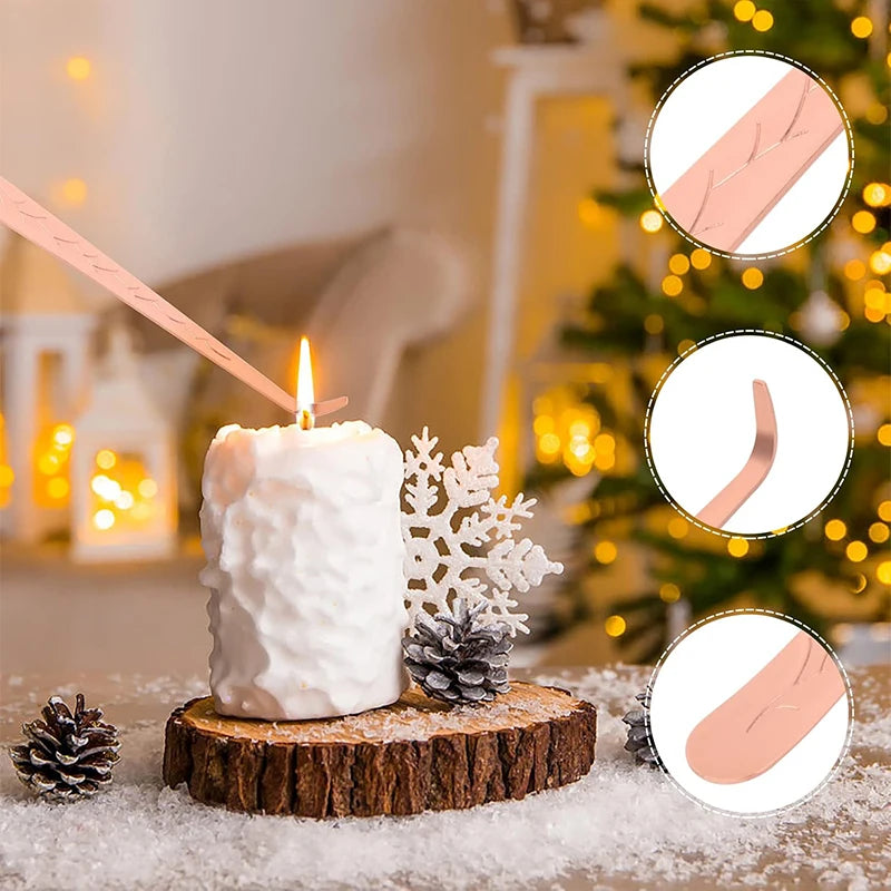 3-Piece Candle Care Set Snuffer Wick Trimmer and Dipper Rose Gold Home Decor