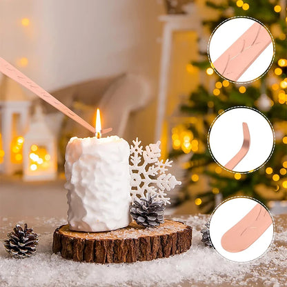 3-Piece Candle Care Set Snuffer Wick Trimmer and Dipper Rose Gold Home Decor