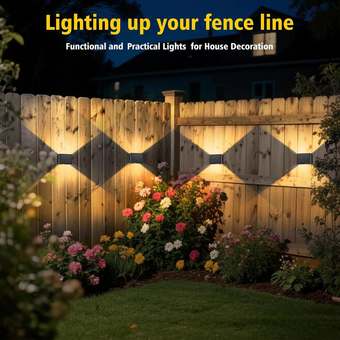 Solar Wall Light Dual Beam Warm White IP65 Garden Outdoor Fence