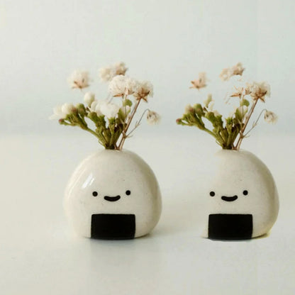 Mini Ceramic Round Bud Vase Unique Shelf Decor Home Accessories