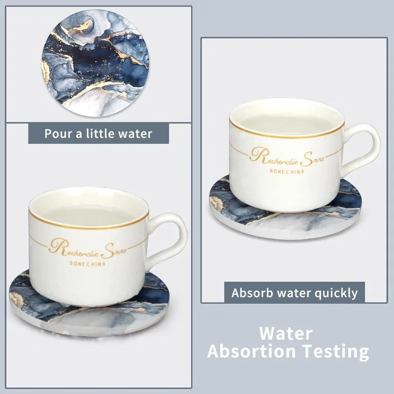 Blue Marble Acrylic Coaster Set of 6 Table Decor Home Accessories