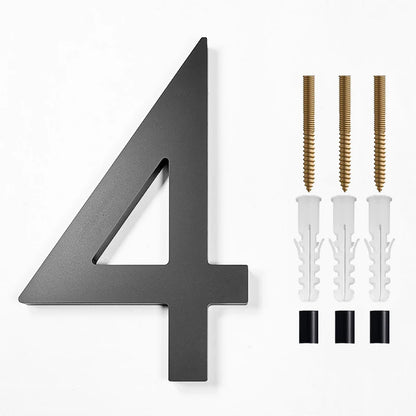 Modern Floating House Number Sign Black Acrylic 12.5 cm (5 inch) Outdoor Door Decor