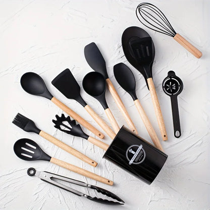 Silicone Utensil Set 14 Piece Cooking Tools with Storage Holder