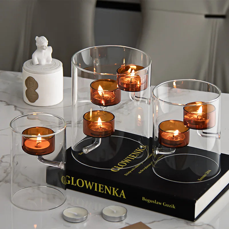 Glass Hurricane Candle Holder Cylindrical Windproof Home Decor