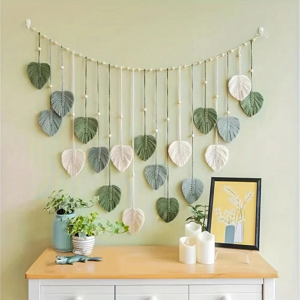 Modern Boho Macrame Feather Wall Hanging Woven Tapestry Home Decor