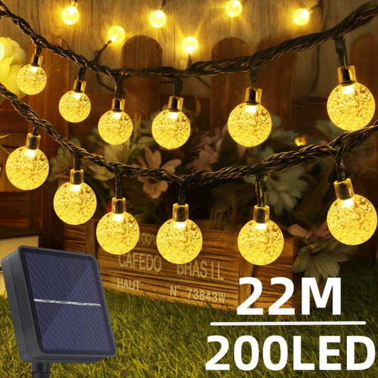 Solar Crystal Globe String Lights Outdoor Waterproof LED Garden Fairy Lights