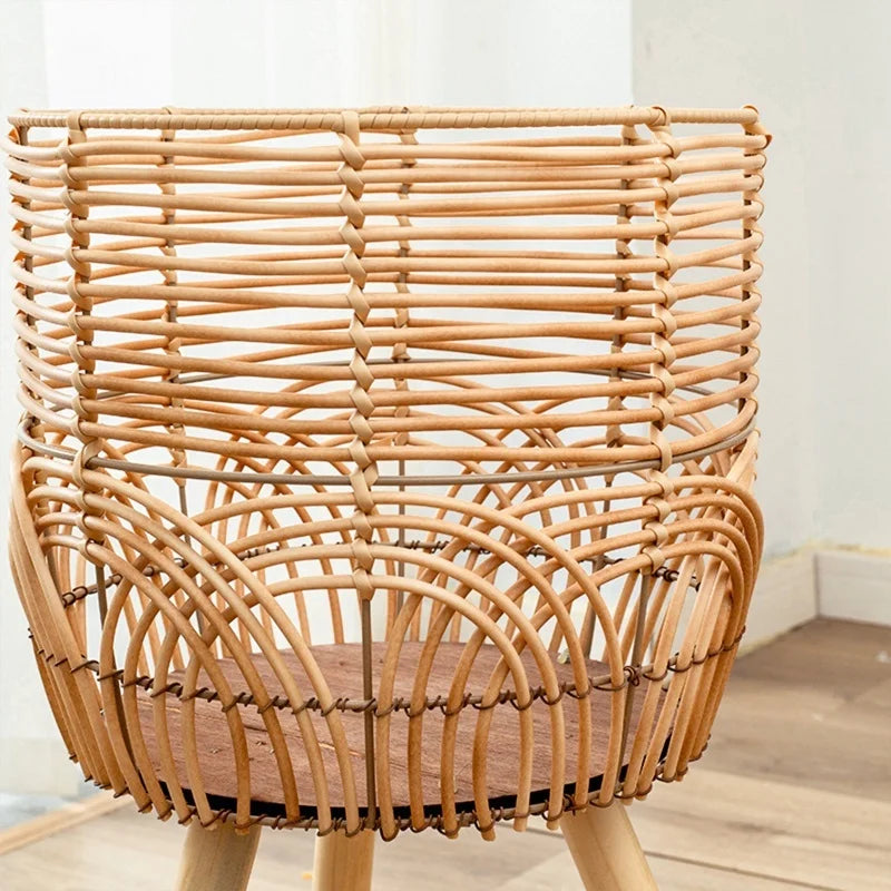 Tall Rattan Plant Stand Woven Bamboo Indoor Floor Standing Planter Home Decor