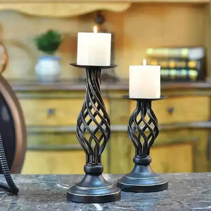 Glass Hurricane Pillar Candle Holder Retro Dining Table Decor