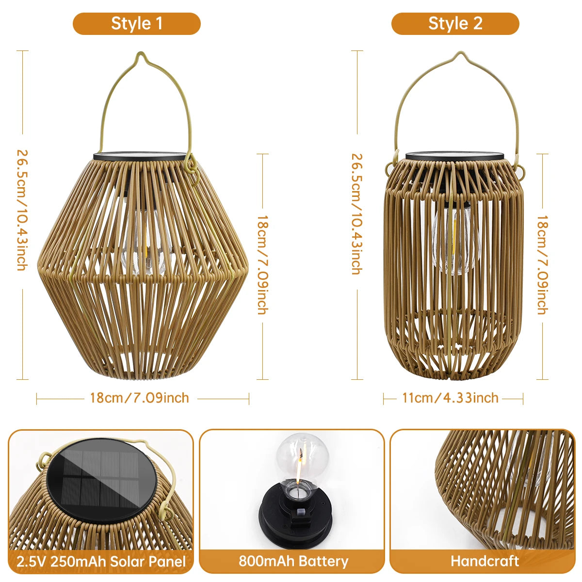 Boho Woven Solar Lantern Outdoor Hanging Waterproof Garden Yard Light