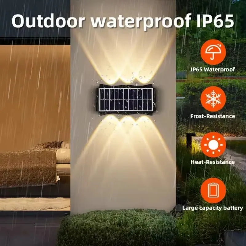 Solar LED Up Down Wall Light Outdoor Waterproof Garden Balcony Fence Decor Light