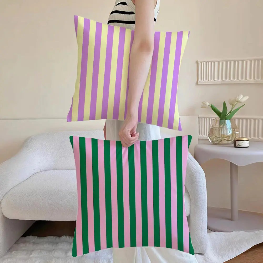 Bold Vertical Stripe Linen Cushion Cover Casual Sofa Bed Decor
