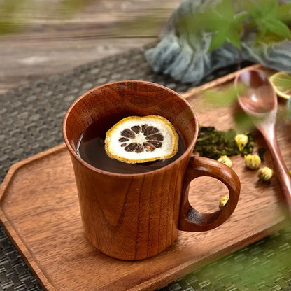 Natural Wood Coffee Mug Set Handcrafted Unique Grain Kitchen Decor