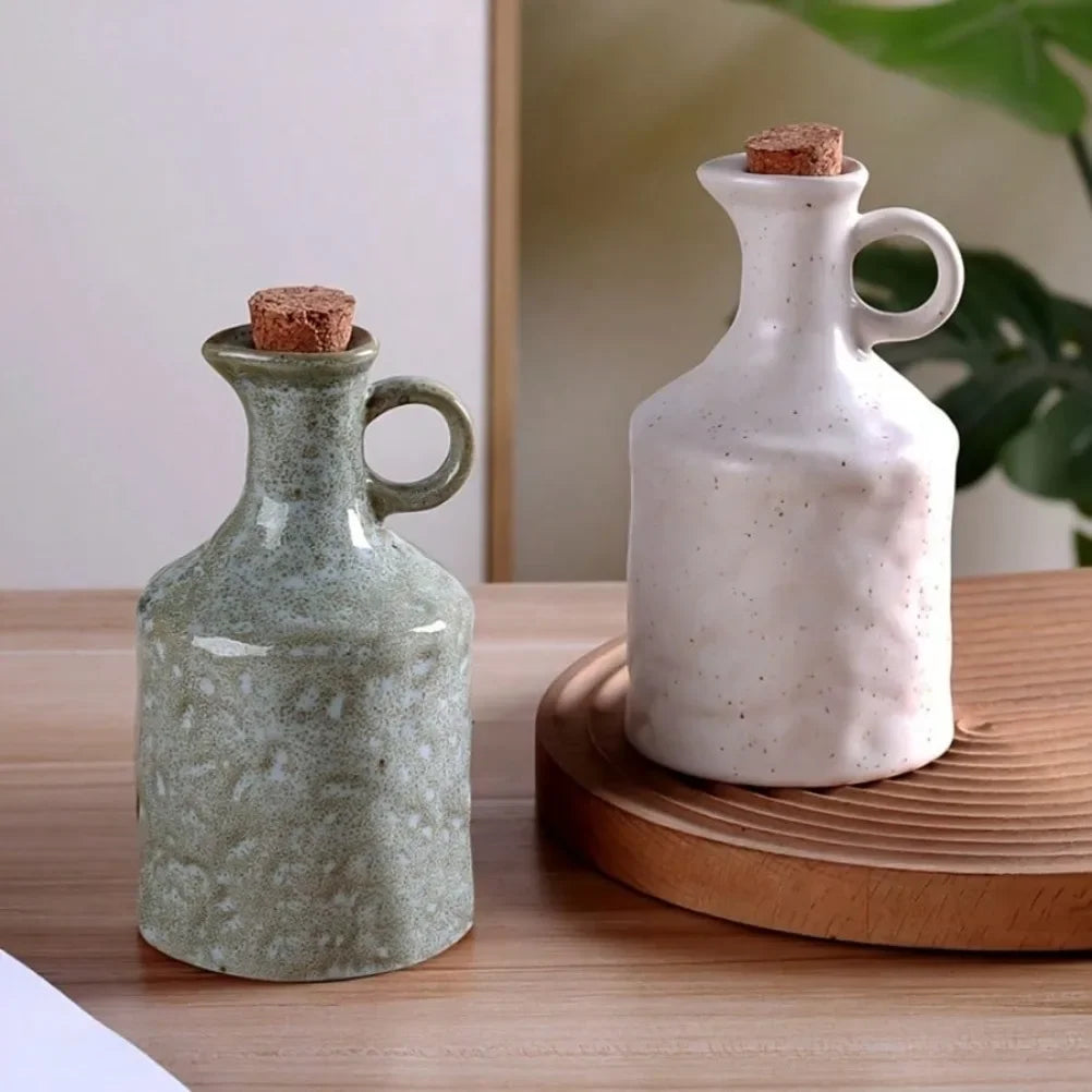 Handmade Ceramic Oil and Vinegar Bottle Set 400ml Kitchen Decor