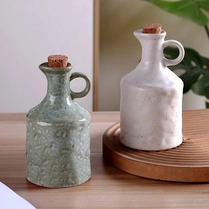 Handmade Ceramic Oil and Vinegar Bottle Set 400ml Kitchen Decor