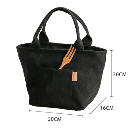 Canvas Insulated Lunch Bag with Zipper Portable Picnic Travel Storage Home Decor