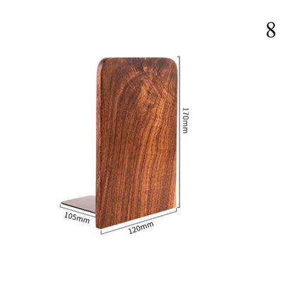 Natural Wood Bookends Desktop Bookshelf Decor Office Home
