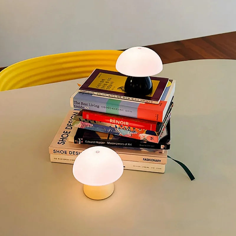 Mushroom Table Lamp LED Touch Dimming USB Rechargeable Bedside Ambient Light