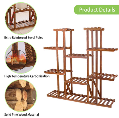 Wooden Plant Shelf Multi Tier Flower Pot Stand Indoor Outdoor Display