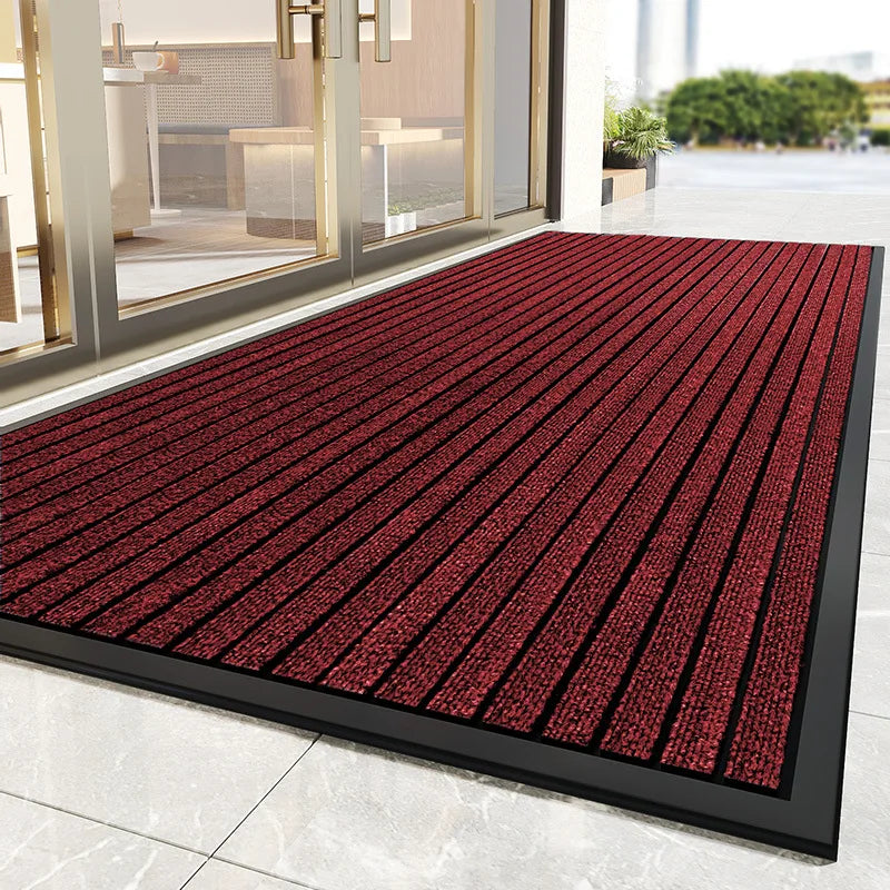 Heavy-Duty PVC Striped Door Mat Anti-Slip Outdoor Entrance Home Decor