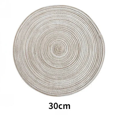 Round Woven Ramie Placemat Set of 6 Anti-Slip Dining Table Mat