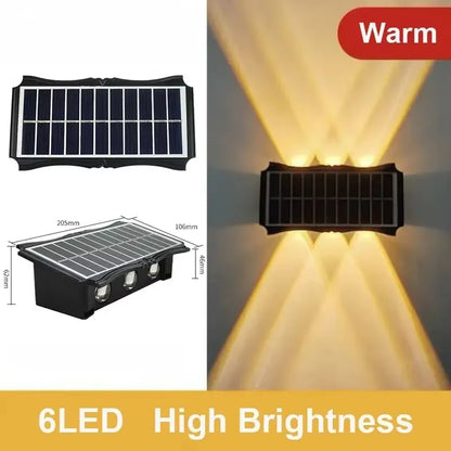 Solar LED Up Down Wall Light Outdoor Waterproof Garden Balcony Fence Decor Light