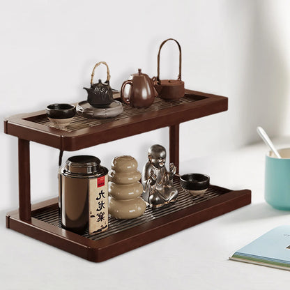 2-Tier Bamboo Countertop Organiser Shelf with Acrylic Base Kitchen Bathroom Home Decor