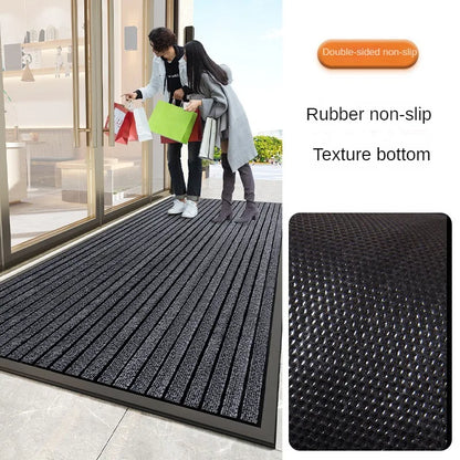 Heavy-Duty PVC Striped Door Mat Anti-Slip Outdoor Entrance Home Decor