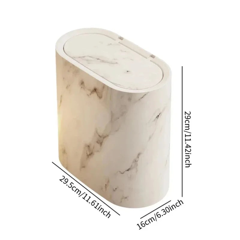 Nordic Marble Texture Press-Top Trash Can Narrow Odour-Proof Bathroom Home Decor