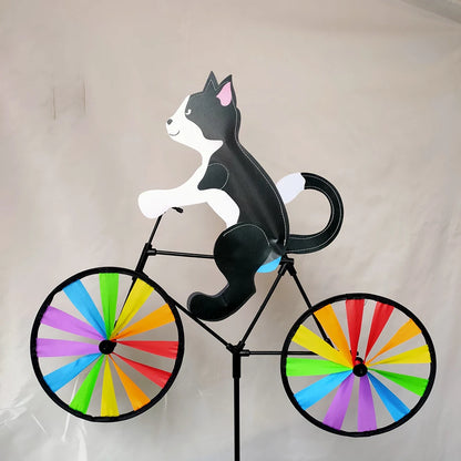 Animal Riding Bicycle Wind Spinner Colourful Outdoor Garden Yard Decoration