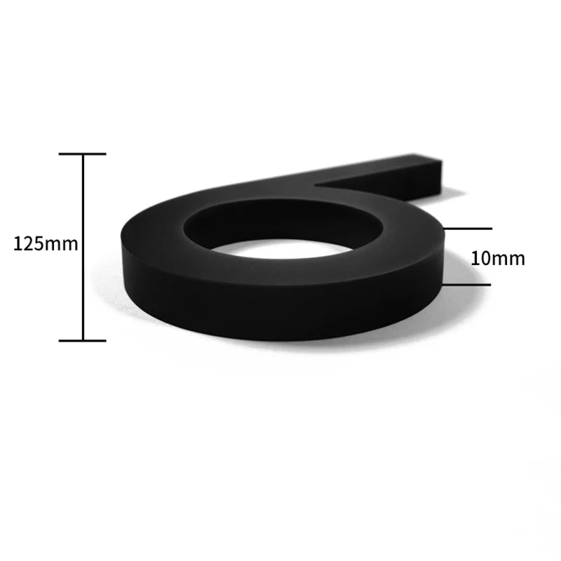 Modern Floating House Number Sign Black Acrylic 12.5 cm (5 inch) Outdoor Door Decor
