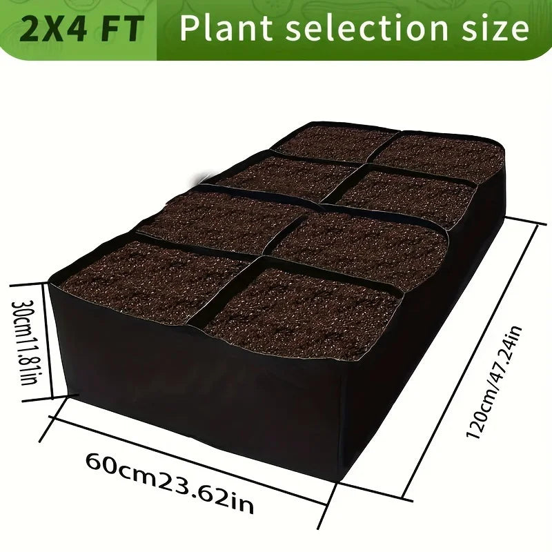 Extra Large Raised Garden Bed 8 Grid Rectangular Weather Resistant