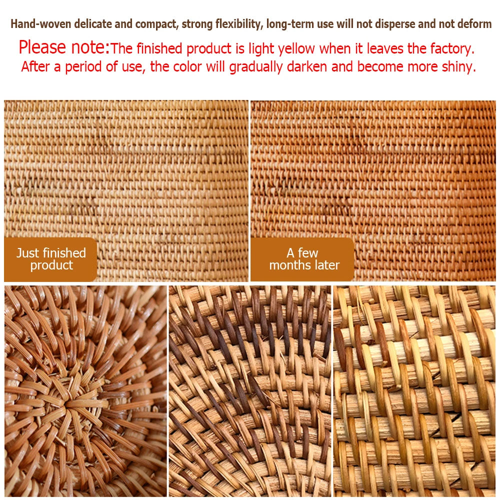 Natural Rattan Coaster Handwoven Boho Table Decor Home Accessories