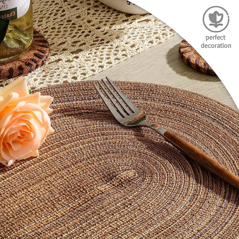 Oval Woven Placemat Set Natural Braided Dining Table Mat