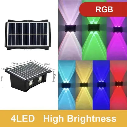 Solar LED Up Down Wall Light Outdoor Waterproof Garden Balcony Fence Decor Light