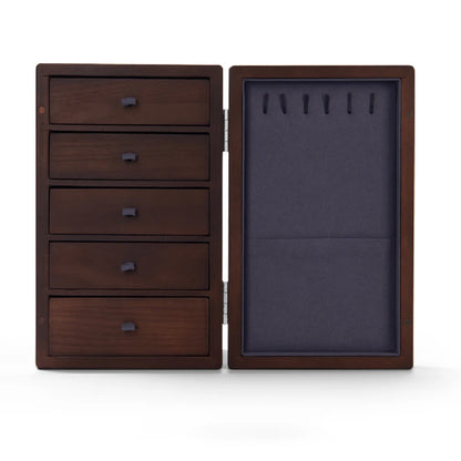 Multi-Layer Wooden Jewellery Box Organiser Velvet Interior Ring Bracelet Storage