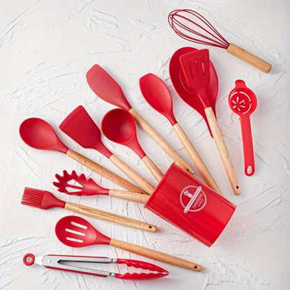 Silicone Utensil Set 14 Piece Cooking Tools with Storage Holder