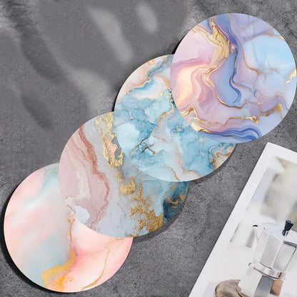 Marble Pattern Printed Coaster Set of 4 Non-Slip Wooden Home Decor