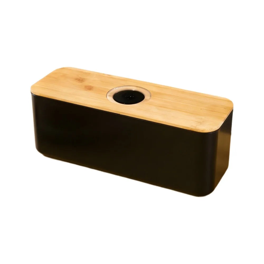 Bamboo Lid Bread Box Storage Bin Rectangular Kitchen Decor