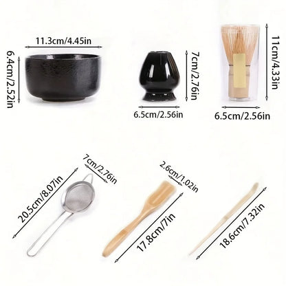 Japanese Matcha Tea Ceremony Set 6 Pieces Bowl Whisk Scoop Sieve