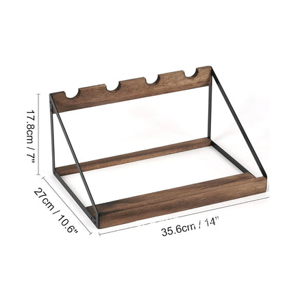 Slanted Desktop Wine Rack Wooden Iron Frame Bottle Storage Home Decor