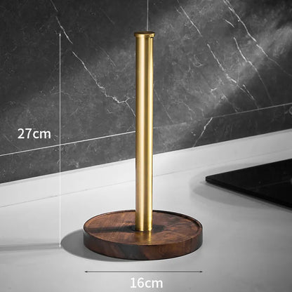 Walnut Wood Paper Towel Holder Freestanding Kitchen Counter Decor