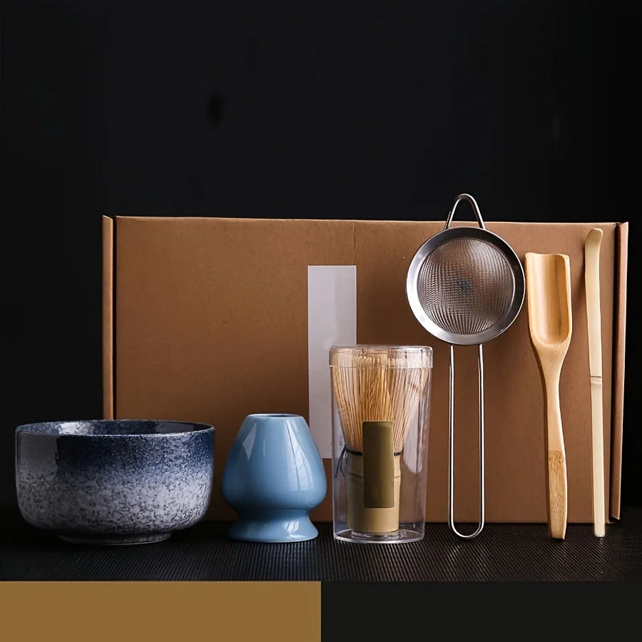 Japanese Matcha Tea Ceremony Set 6 Pieces Bowl Whisk Scoop Sieve