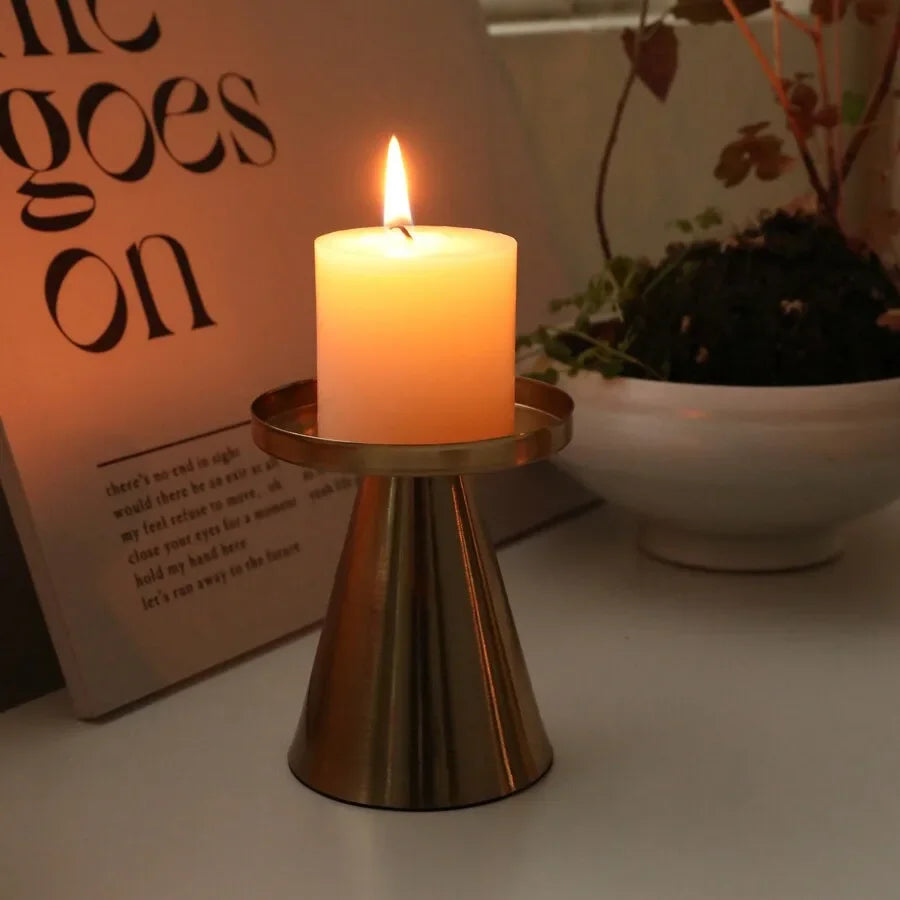 Copper Tea Light Candle Holder Set Handcrafted Table Decor