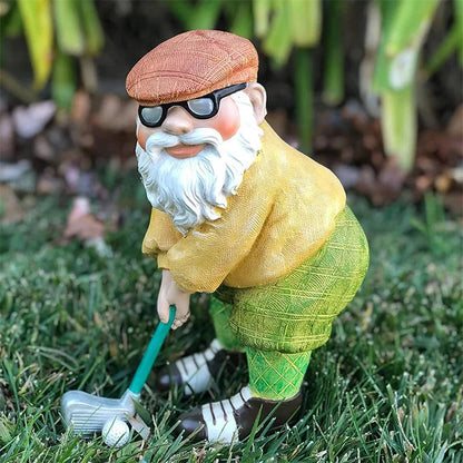 Resin Golf Gnome Garden Ornament Waterproof Outdoor Patio Yard Decor
