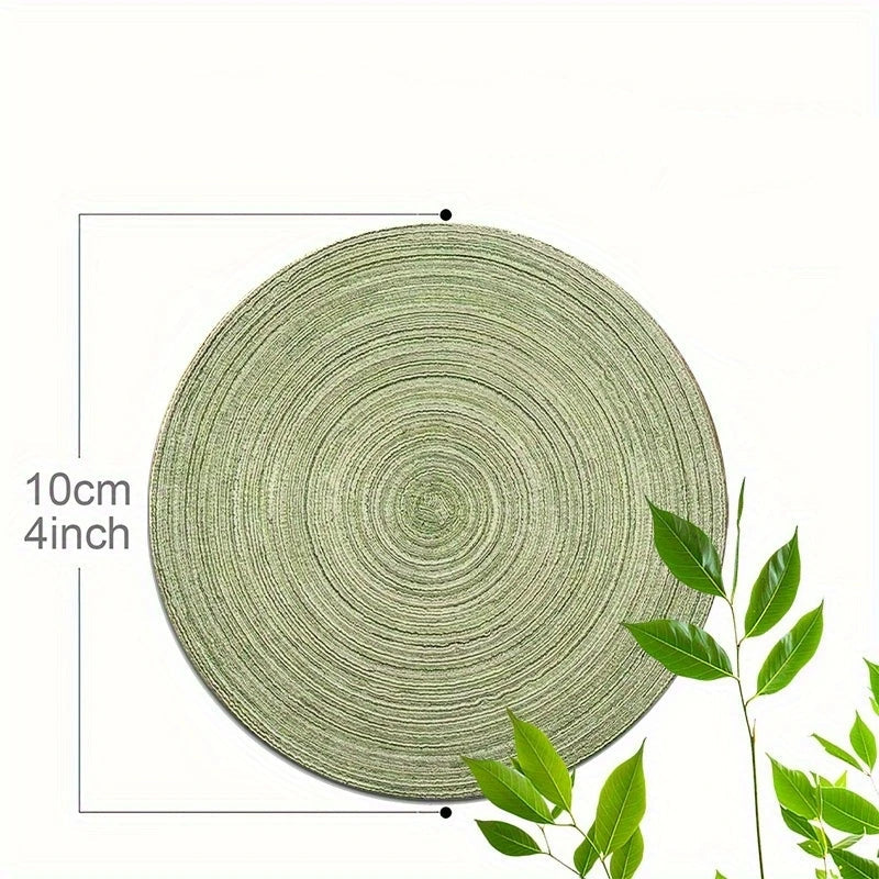 Round Wooden Coaster Set of 6 Retro Natural Wood Table Decor