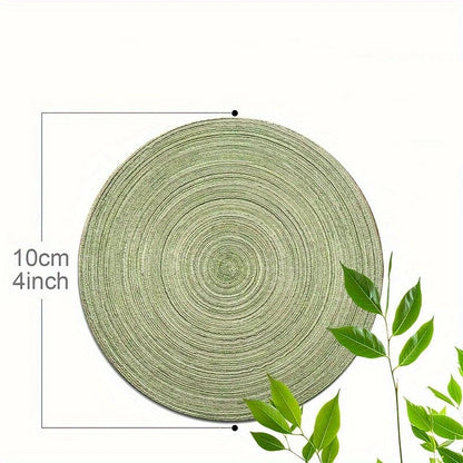 Round Wooden Coaster Set of 6 Retro Natural Wood Table Decor