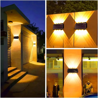 Solar LED Up Down Wall Light Outdoor Waterproof Garden Balcony Fence Decor Light